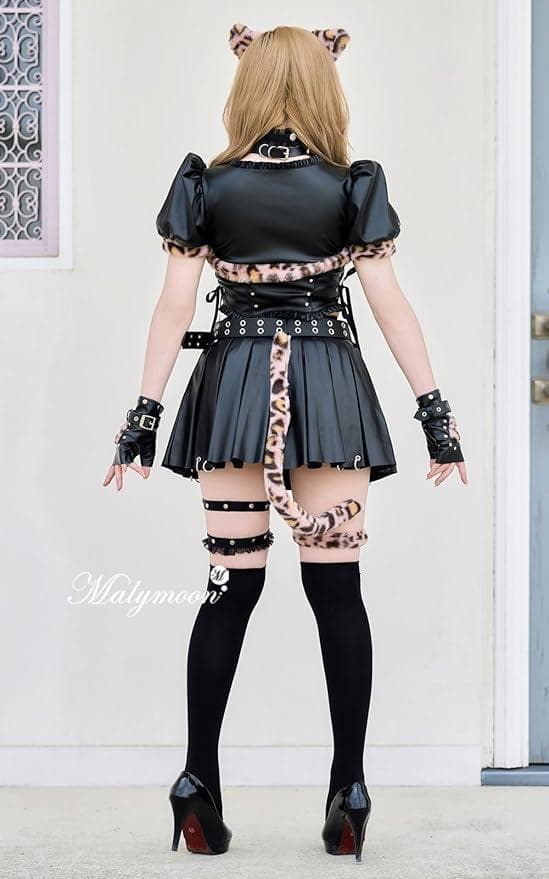 malymoon / マリームーン ジップミーレザーレオパード ピンク