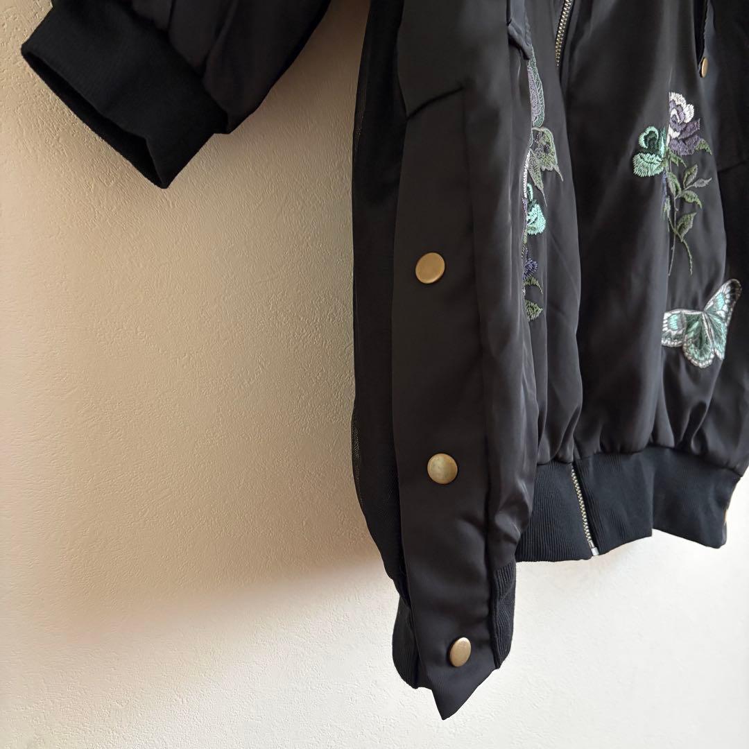ScoLar スカラー 蝶花刺繍チュール重ねブルゾン ブラック 完売品