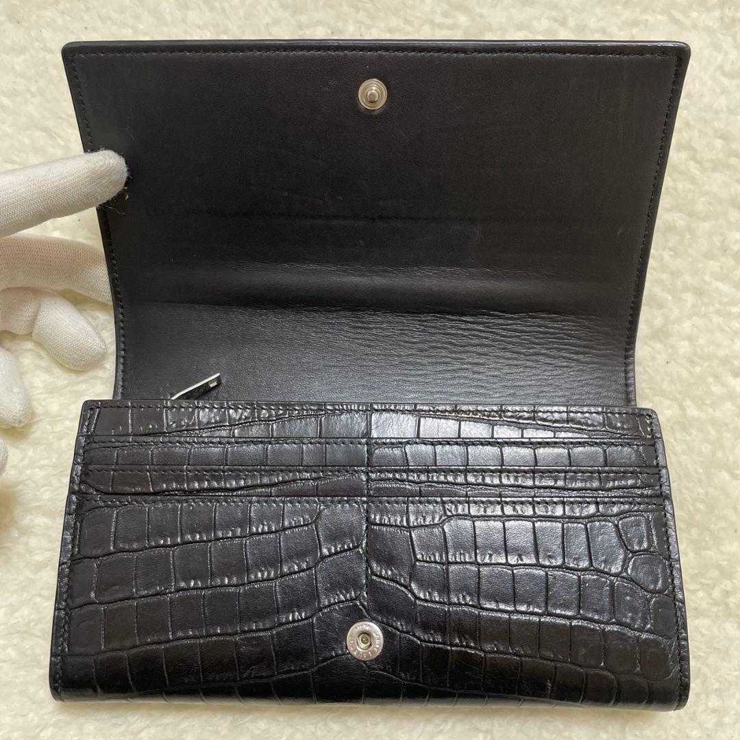 SAINT LAURENT　サンローラン　長財布　ブラック　クロコ　極美品‼️