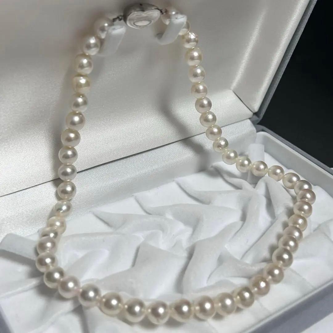照り良 アコヤ真珠 ネックレス 8.4mm SILVER刻印 41g 43cm