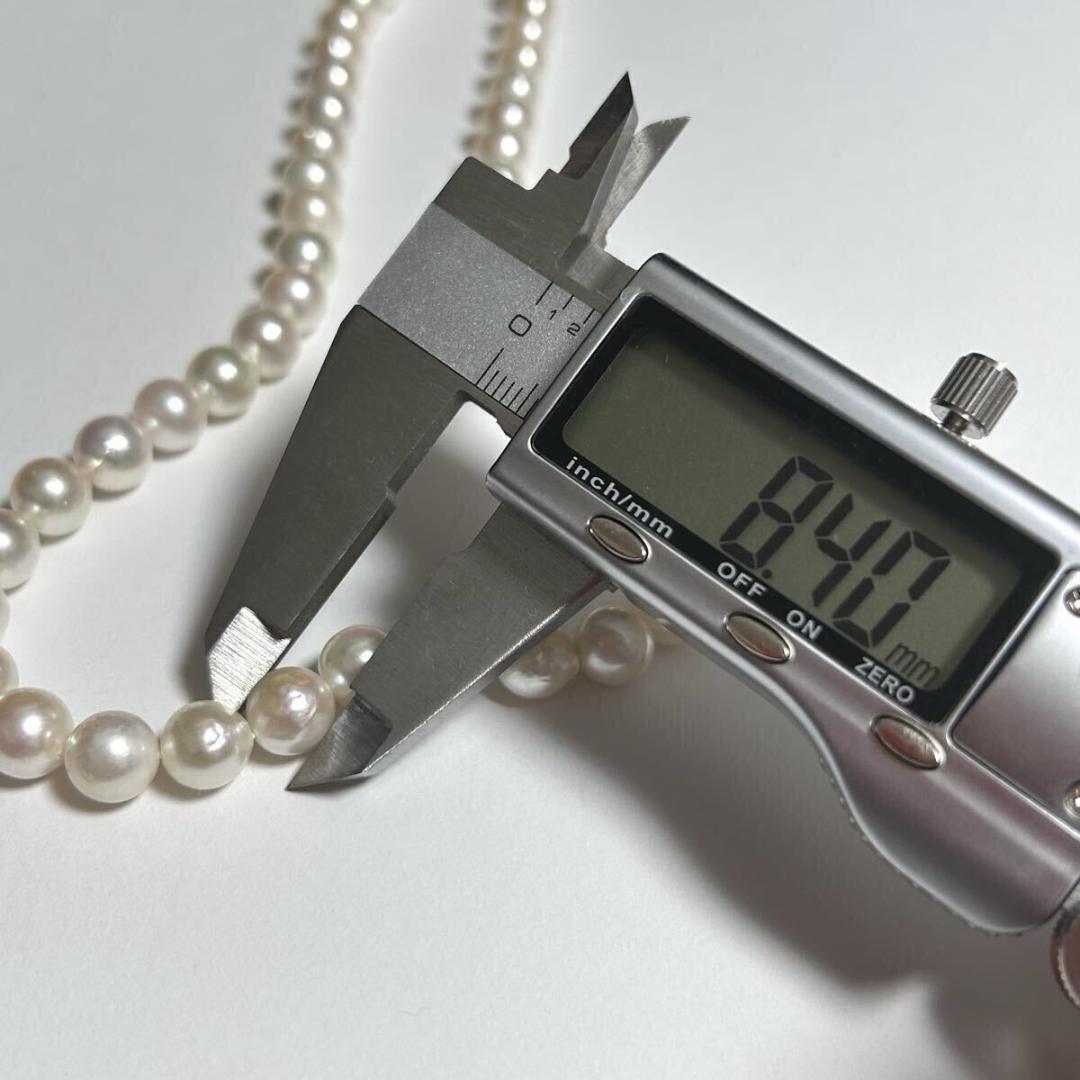 照り良 アコヤ真珠 ネックレス 8.4mm SILVER刻印 41g 43cm