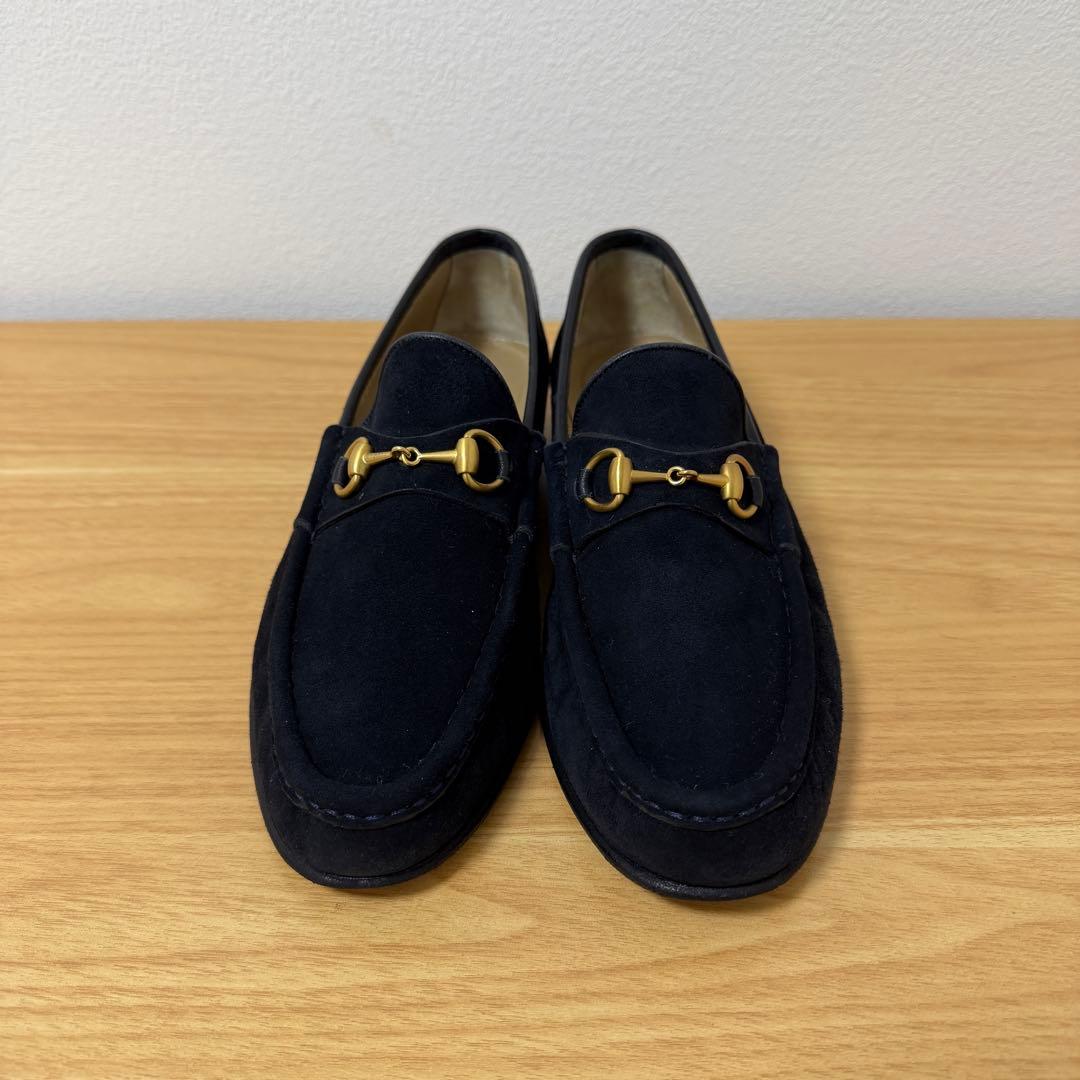 グッチ　ホースビット　ローファー　スエード　ネイビー　8サイズ