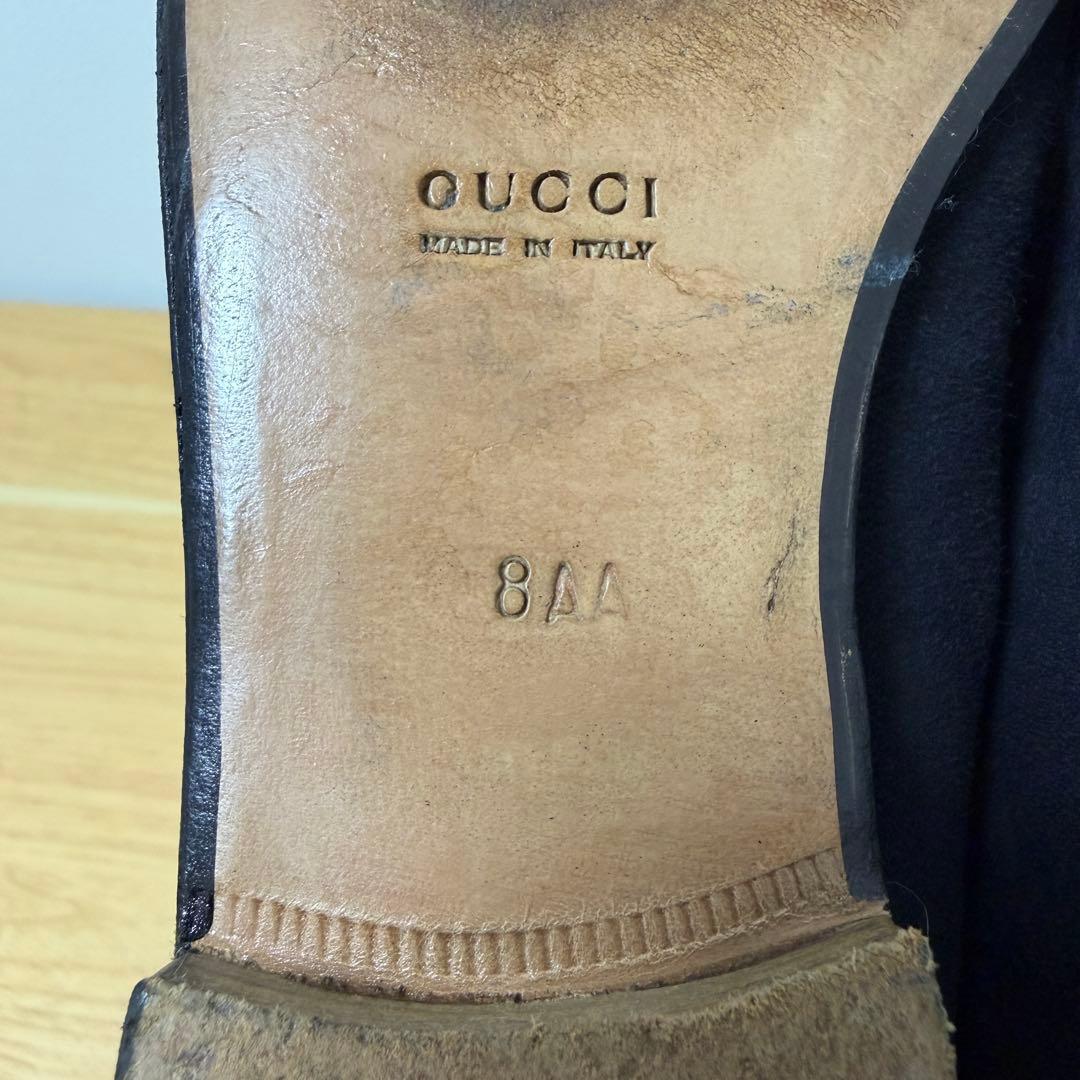 グッチ　ホースビット　ローファー　スエード　ネイビー　8サイズ