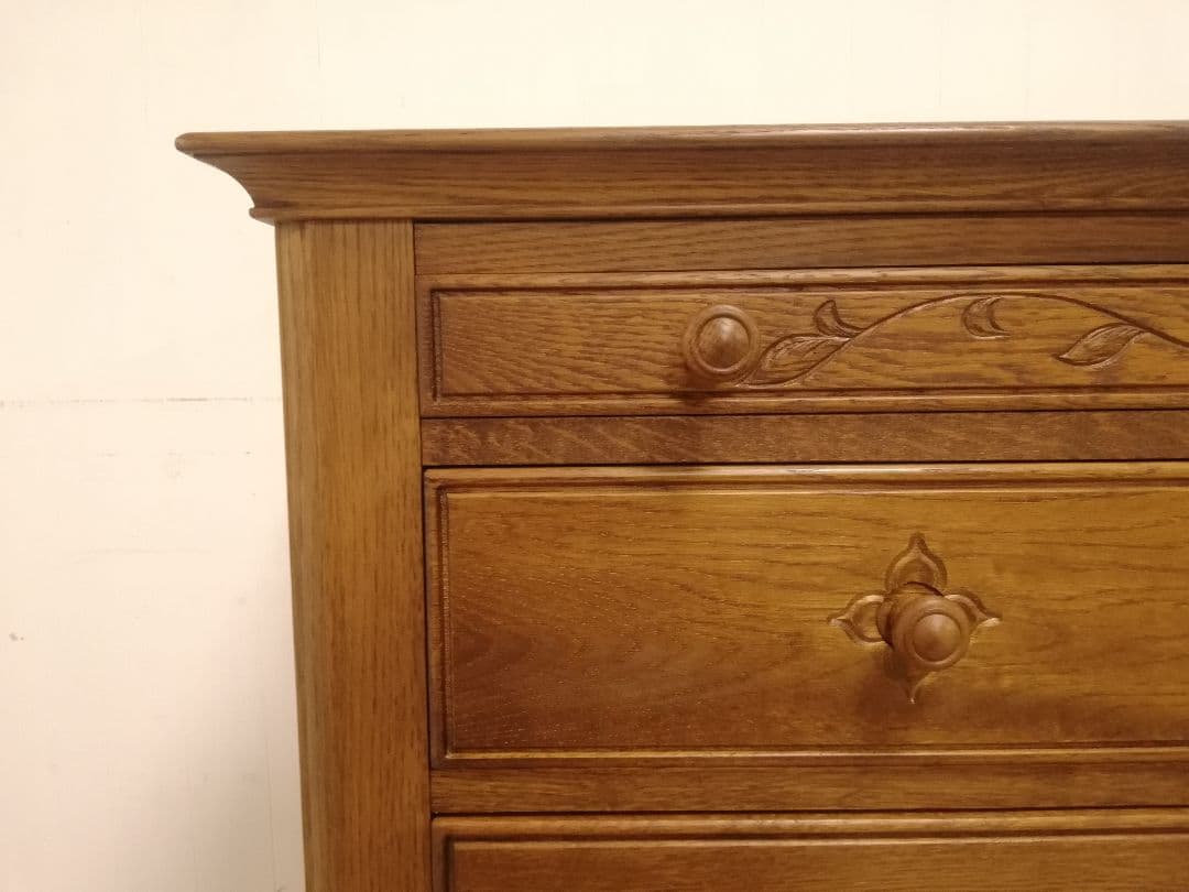 モデルルーム展示品 北海道家具 EZO グレース 高級楢材箪笥 手彫り