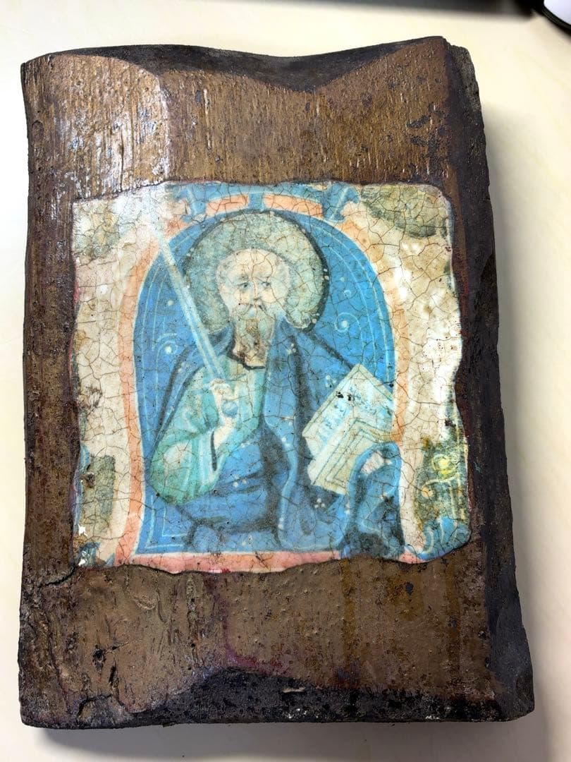 1784 聖ニコラオ　イコン　キリスト教　正教会　サンタクロース　彫刻　像　骨董