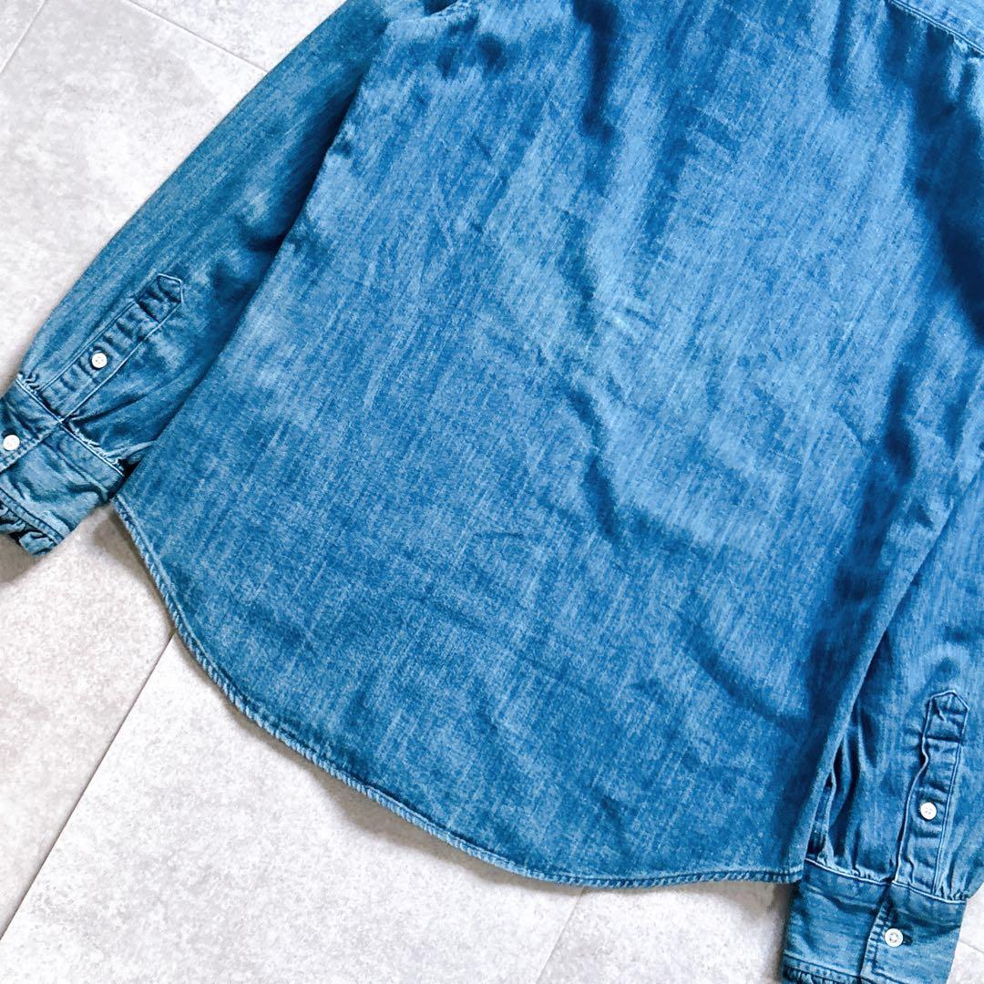 【完品/タグ付き】ポロラルフローレン　デニム　シャツ　ボウタイ　ブラウス　L