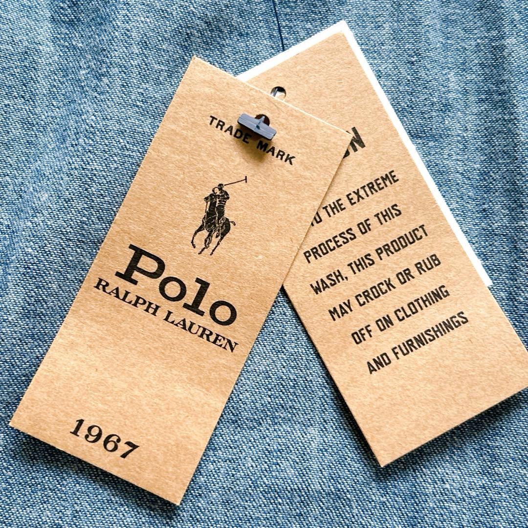 【完品/タグ付き】ポロラルフローレン　デニム　シャツ　ボウタイ　ブラウス　L