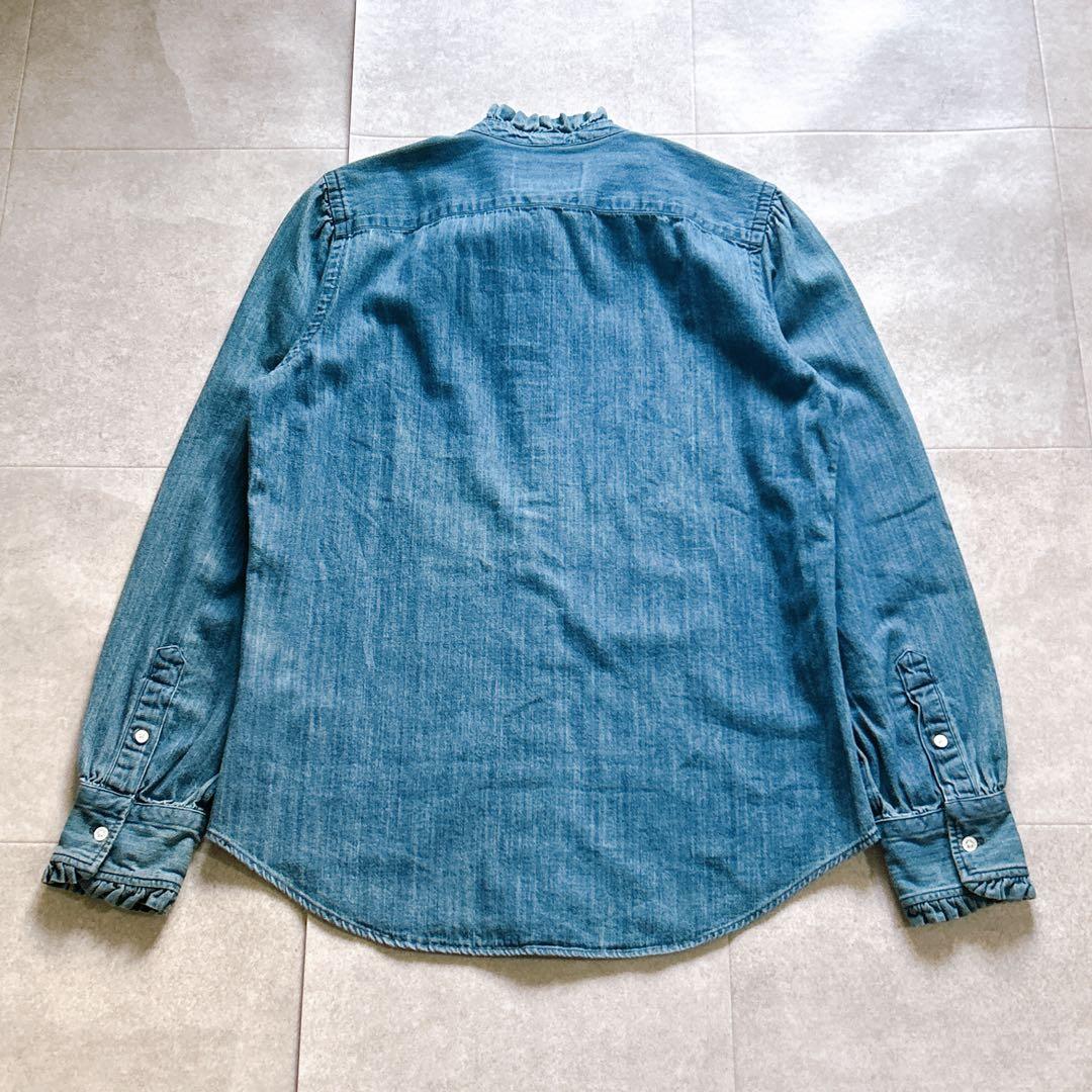 【完品/タグ付き】ポロラルフローレン　デニム　シャツ　ボウタイ　ブラウス　L