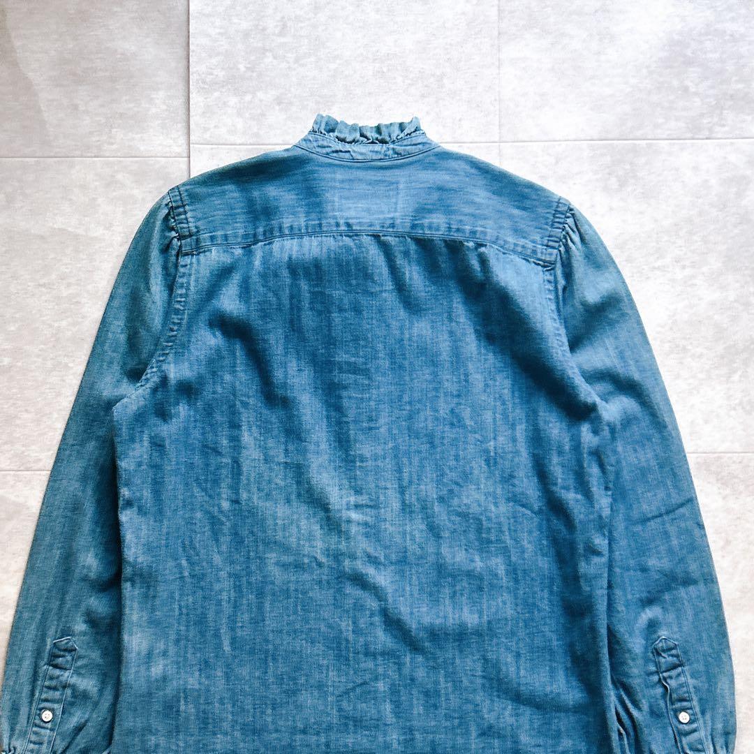 【完品/タグ付き】ポロラルフローレン　デニム　シャツ　ボウタイ　ブラウス　L