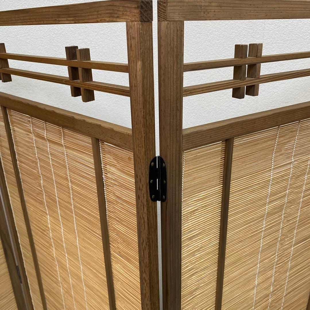 ☆昭和レトロ　和風衝立　間仕切り 簾屏風4連☆