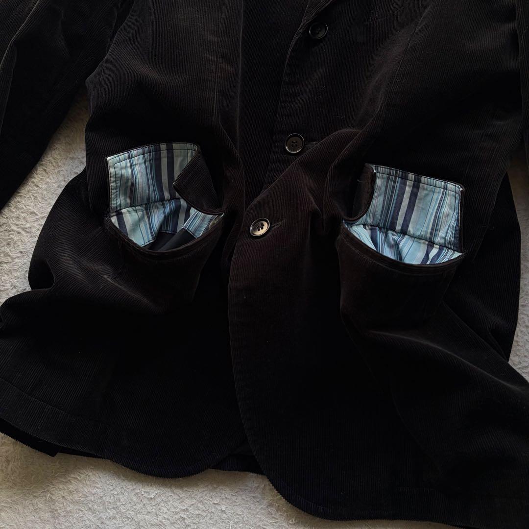 極美品✨ポールスミス スーツ コーデュロイ 裏地マルチストライプ ブラック XL