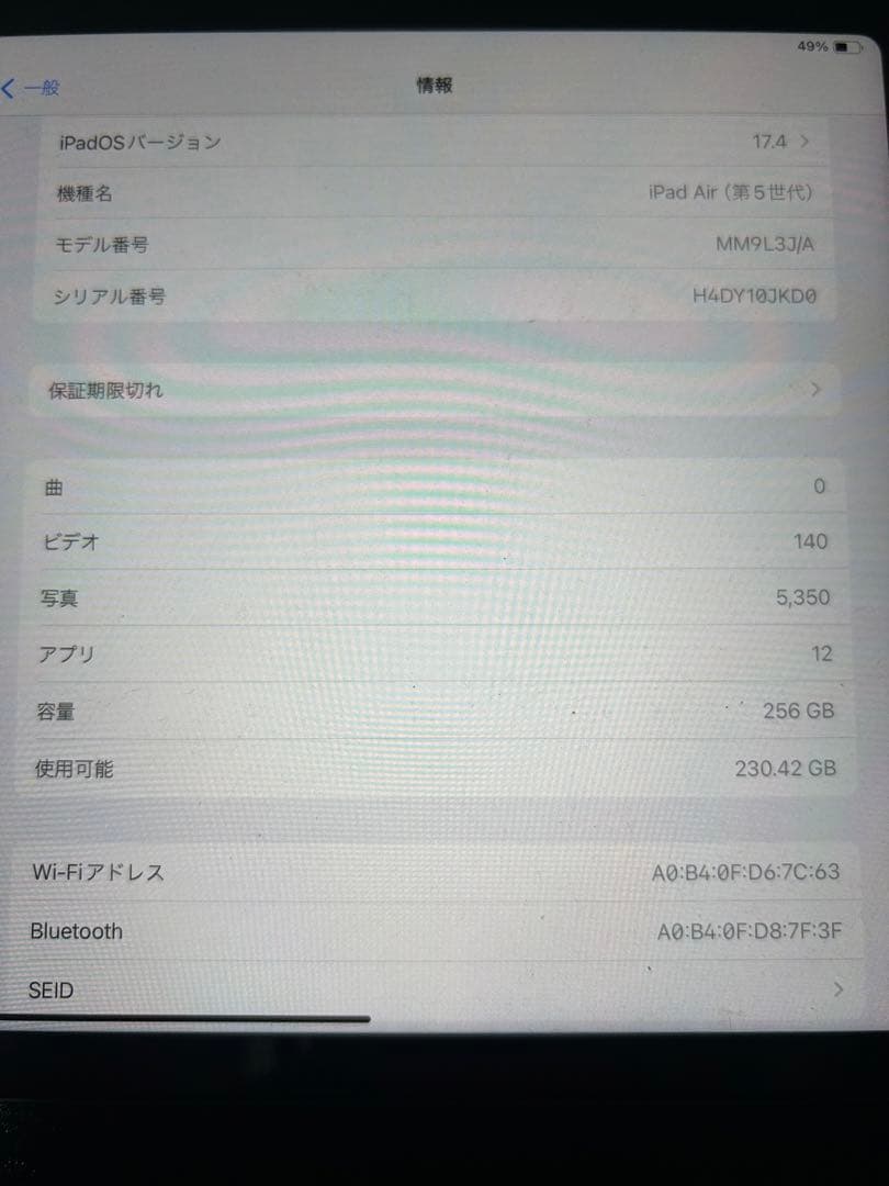 iPad Air 第5世代256GB WI-FIモデル＋pencil