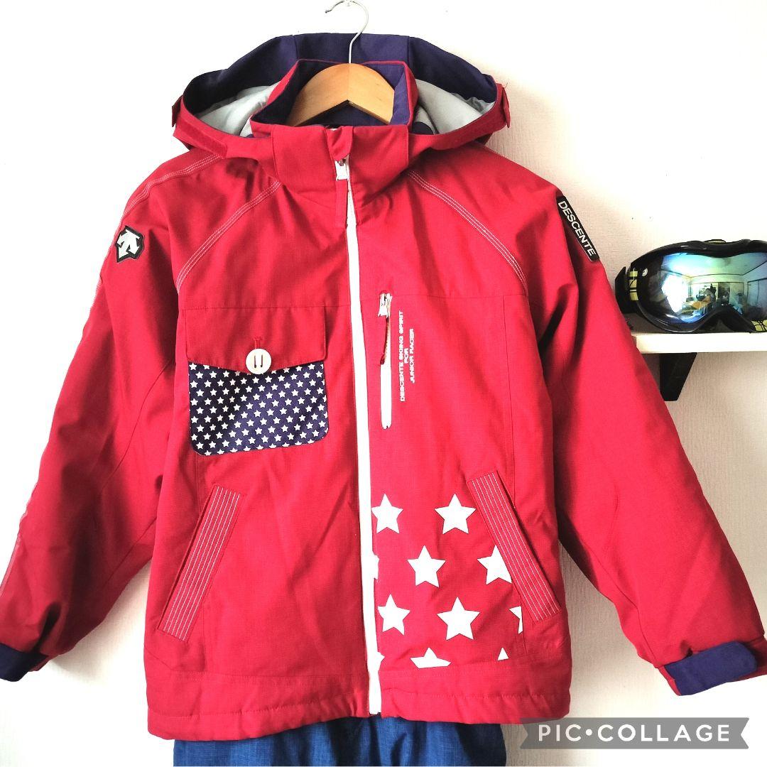 【美品】DESCENTE ジュニア スキーウェア 上下160 星柄 ヒートナビ