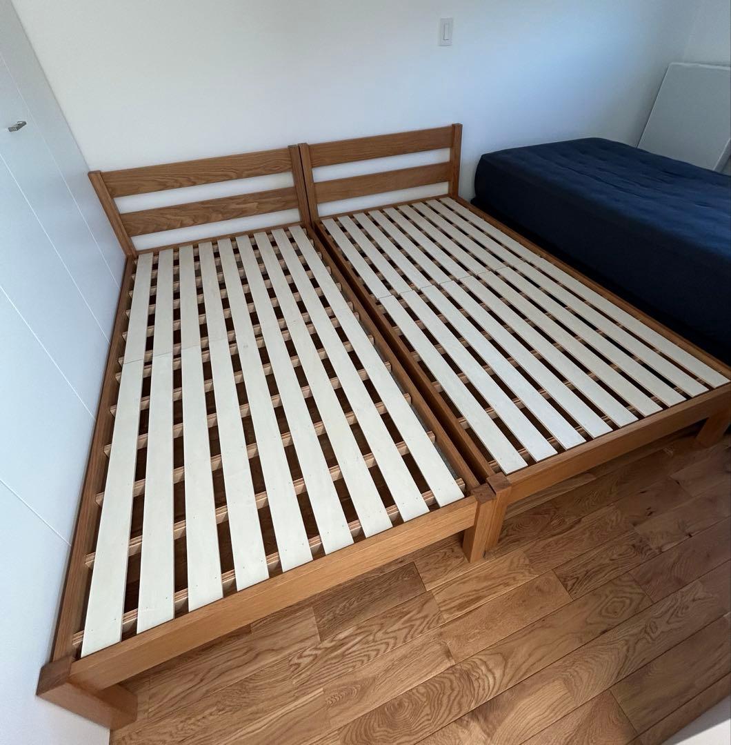 【直接受け渡し限定】木製ベッド2台(オーク材) 無印良品 フレームのみ シングル