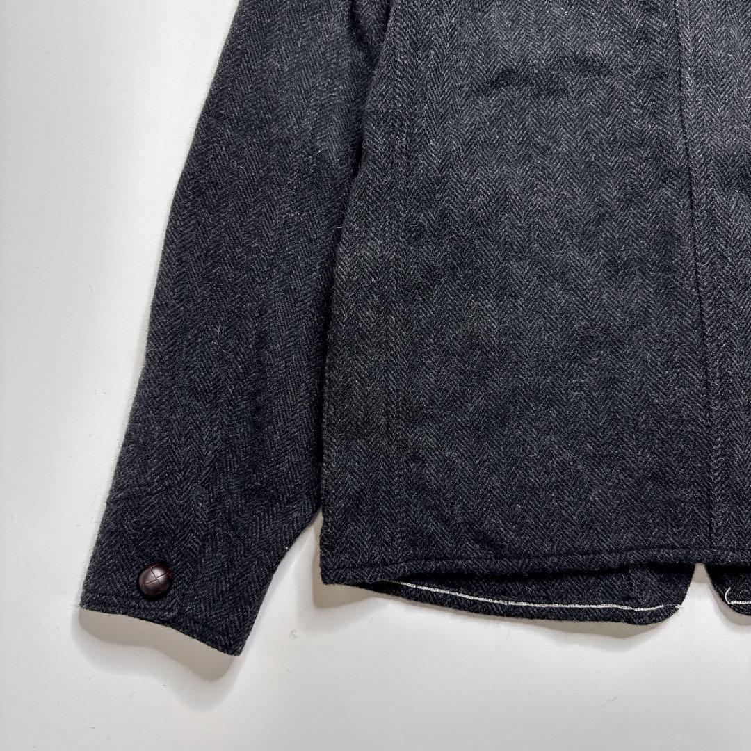 【美品】オアスロウ　ノーカラー　エンジニア　ヘリンボーンツイードジャケット