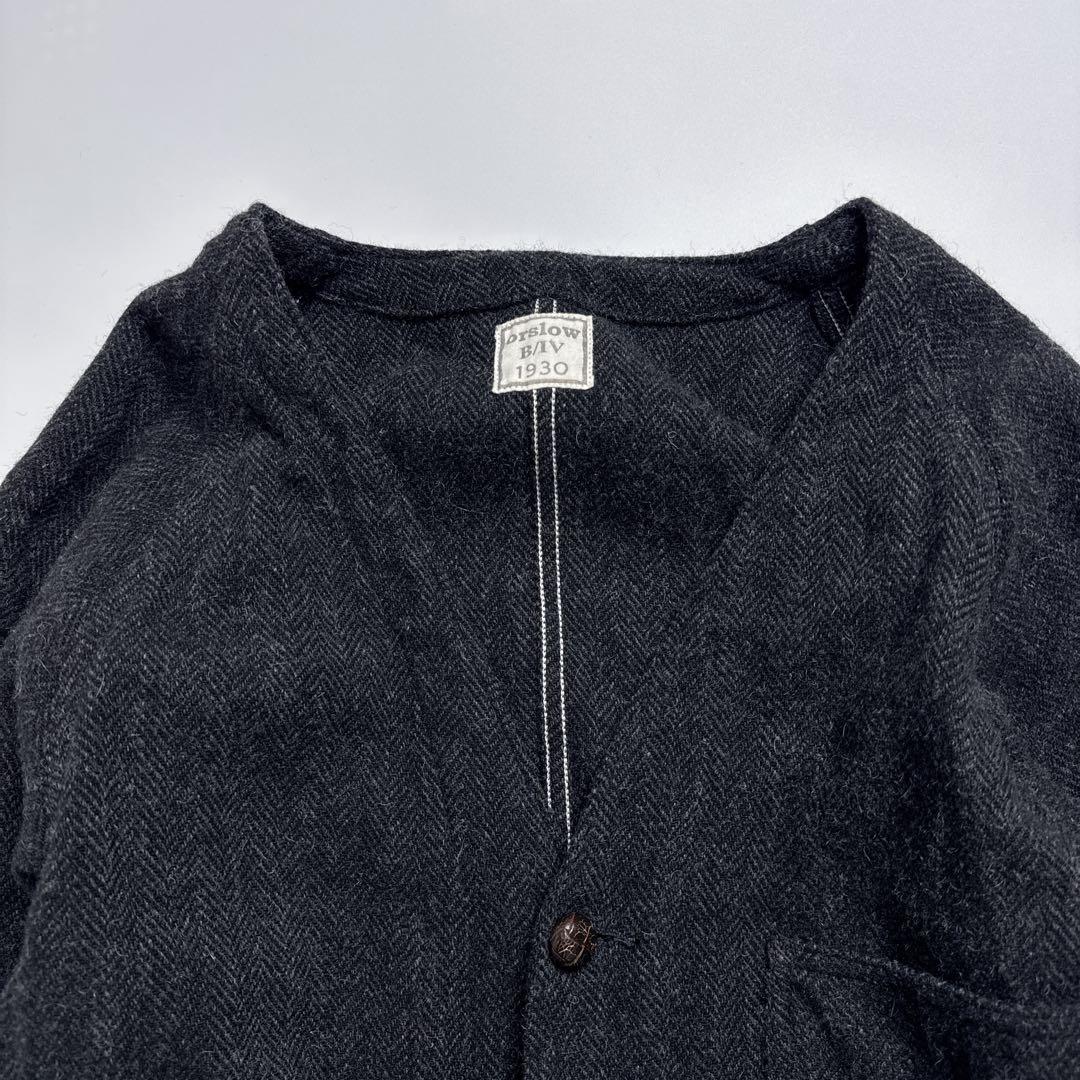 【美品】オアスロウ　ノーカラー　エンジニア　ヘリンボーンツイードジャケット