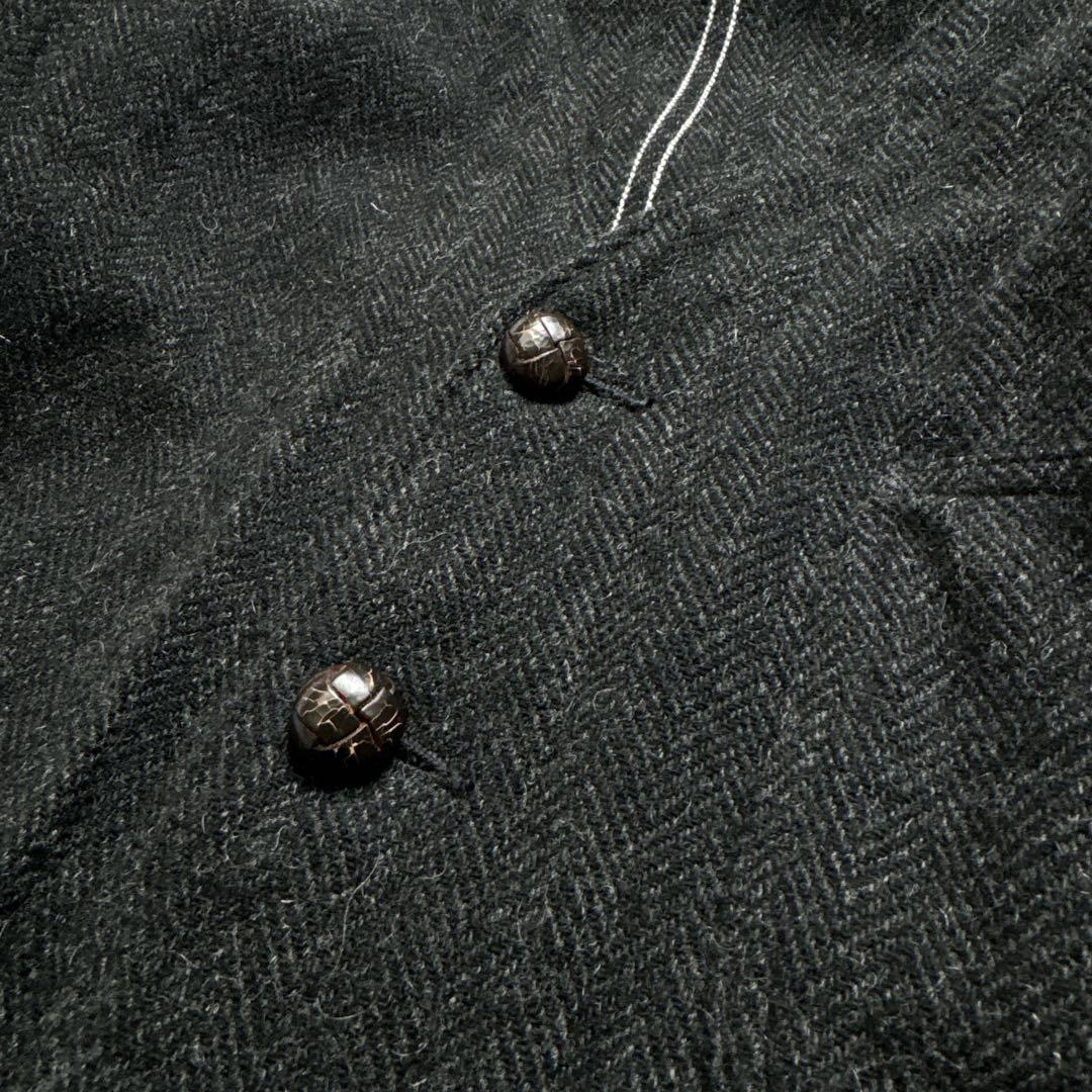 【美品】オアスロウ　ノーカラー　エンジニア　ヘリンボーンツイードジャケット
