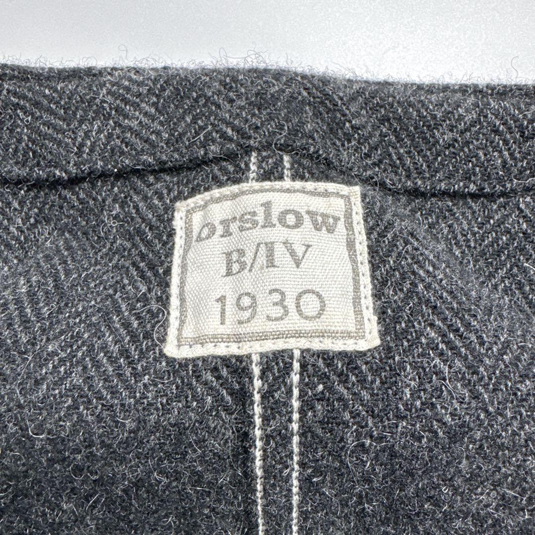 【美品】オアスロウ　ノーカラー　エンジニア　ヘリンボーンツイードジャケット