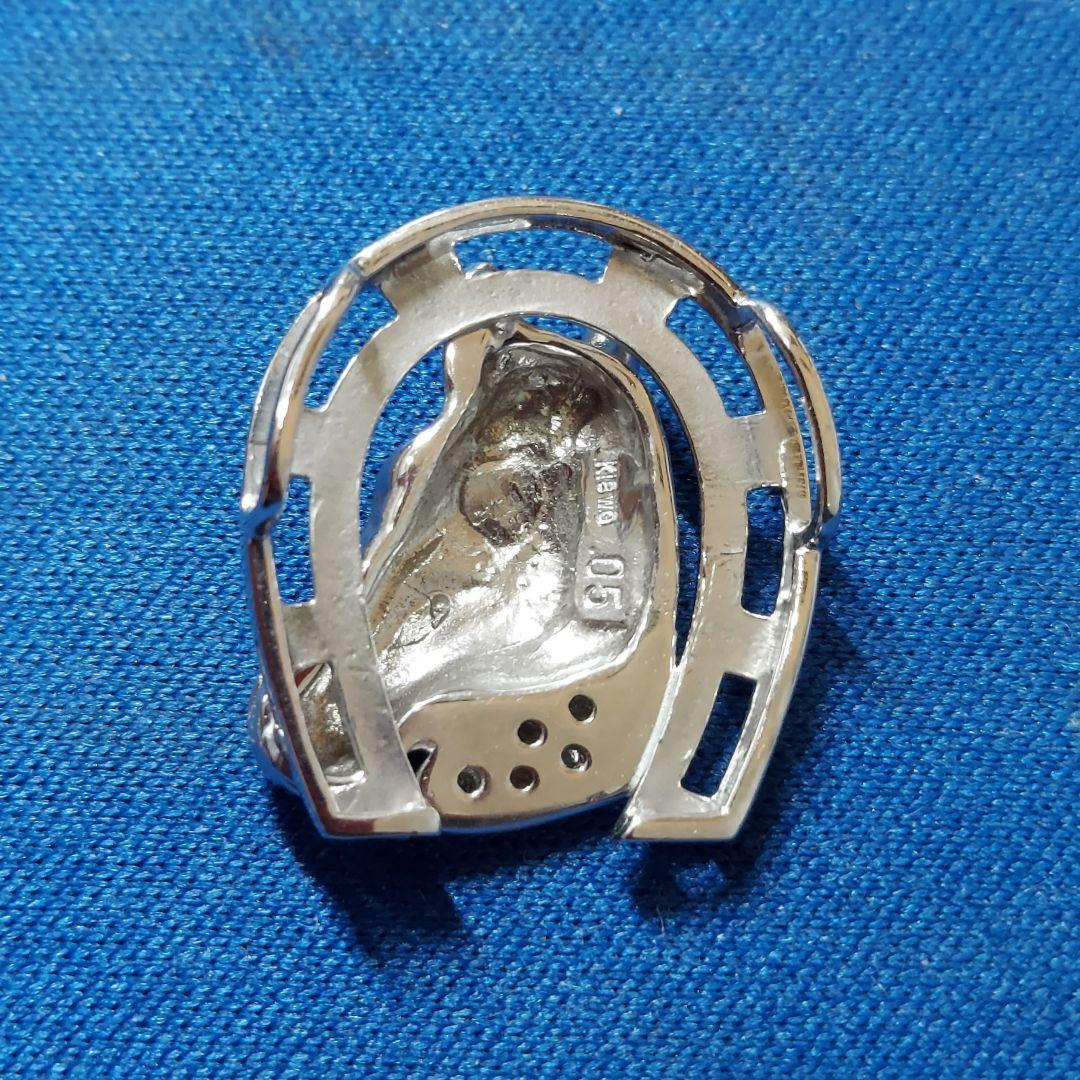 K18WG 馬蹄デザイン ダイヤ ペンダント