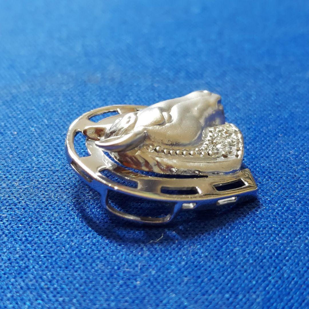 K18WG 馬蹄デザイン ダイヤ ペンダント