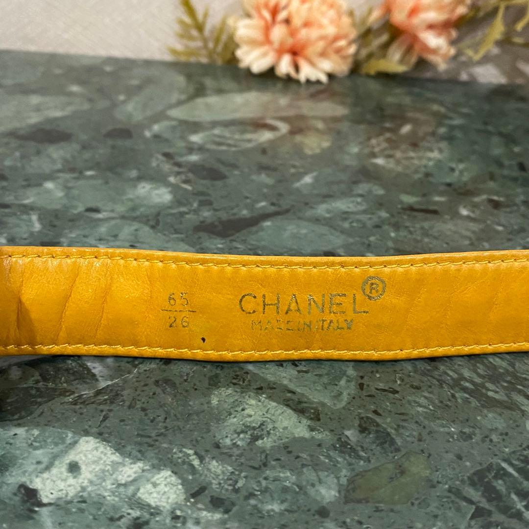 VINTAGE CHANEL ゴールドチェーンベルト ラムスキン イエロー ココ