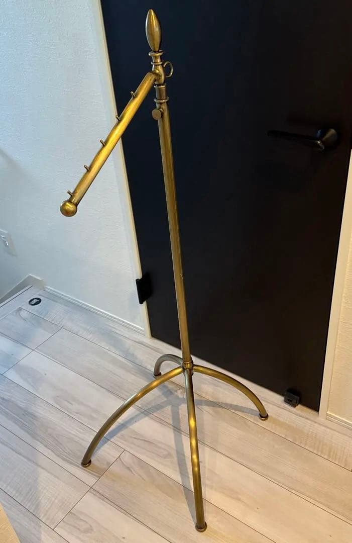 ハンガーラック　傾斜ハンガー　高さ可変　アンティークゴールド③ 残りわずか