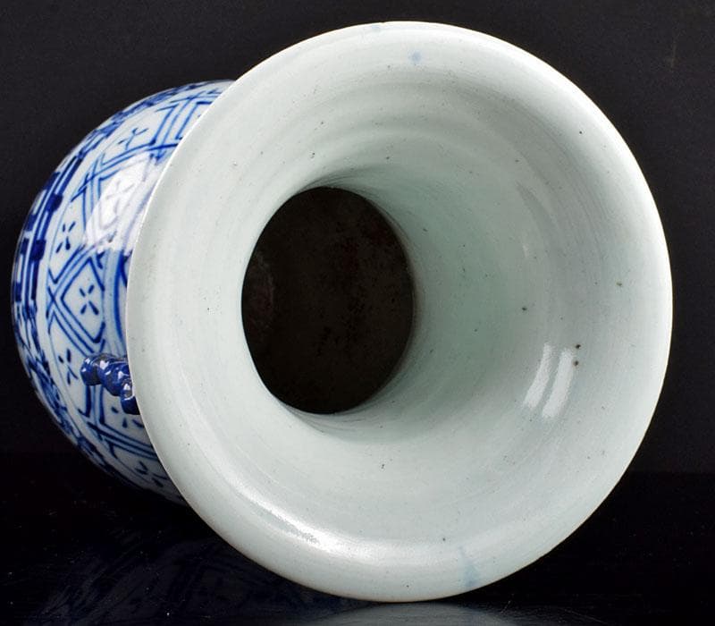 中国　青花　喜字文雙耳瓶　V　3907B