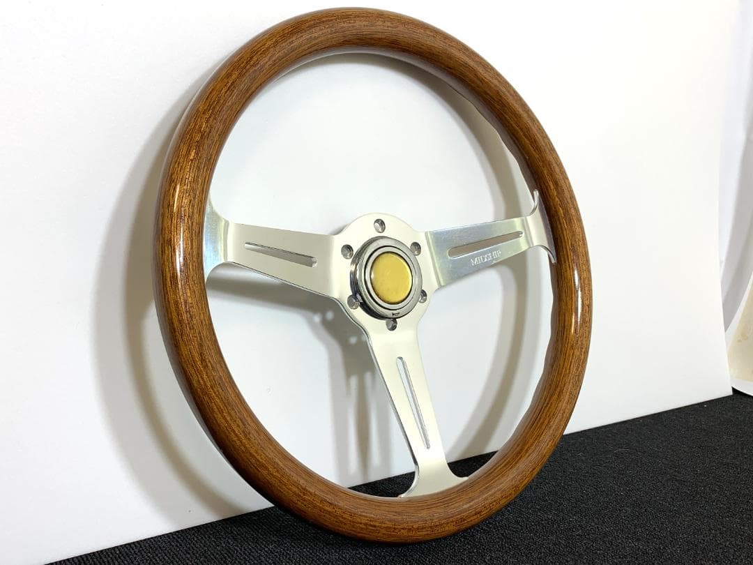 ミッドシップ 製 ウッド ステアリング 35Φ ホーンボタン付 美品 当時物