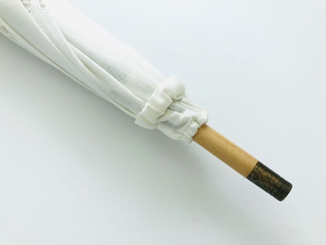 【新品】ケイタマルヤマ　日傘　刺繍　レース　リネン　長傘　白