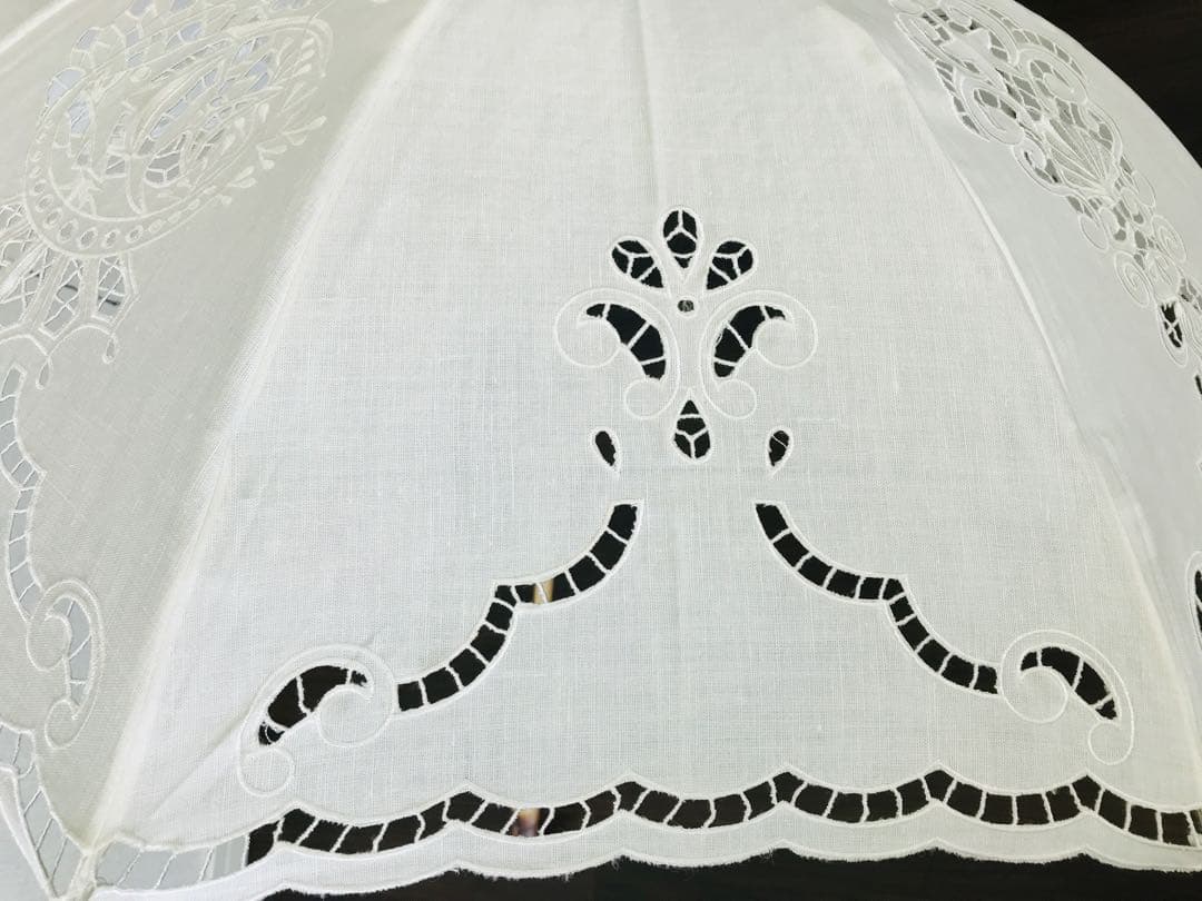 【新品】ケイタマルヤマ　日傘　刺繍　レース　リネン　長傘　白