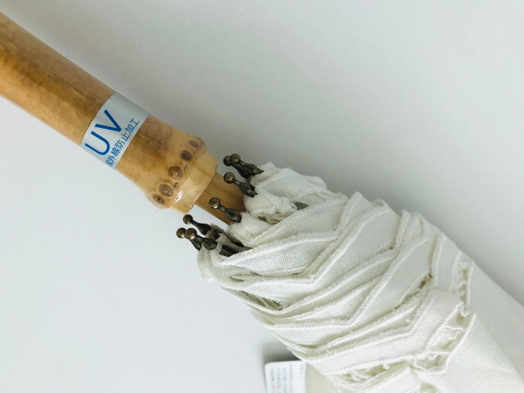 【新品】ケイタマルヤマ　日傘　刺繍　レース　リネン　長傘　白