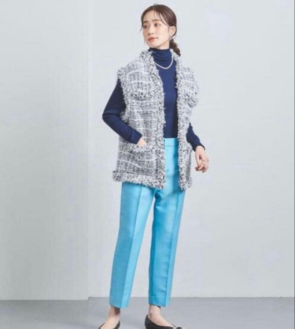 定価3.3万ユナイテッドアローズ ミックスチェック ツイード ニットベスト ジレ