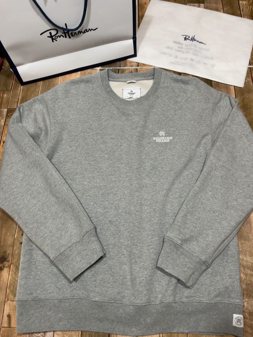 【レア！】REIGNING CHAMP ロゴ刺繍 HEAVY WEIGHT 灰M