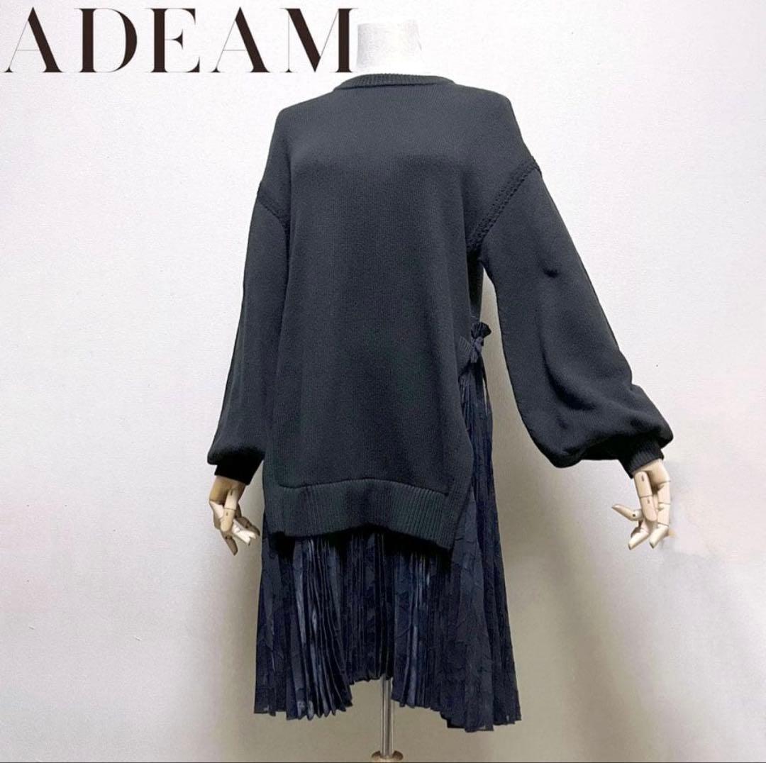 ADEAM FOXEY ニット dress プリーツ ワンピース ペイズリー 黒