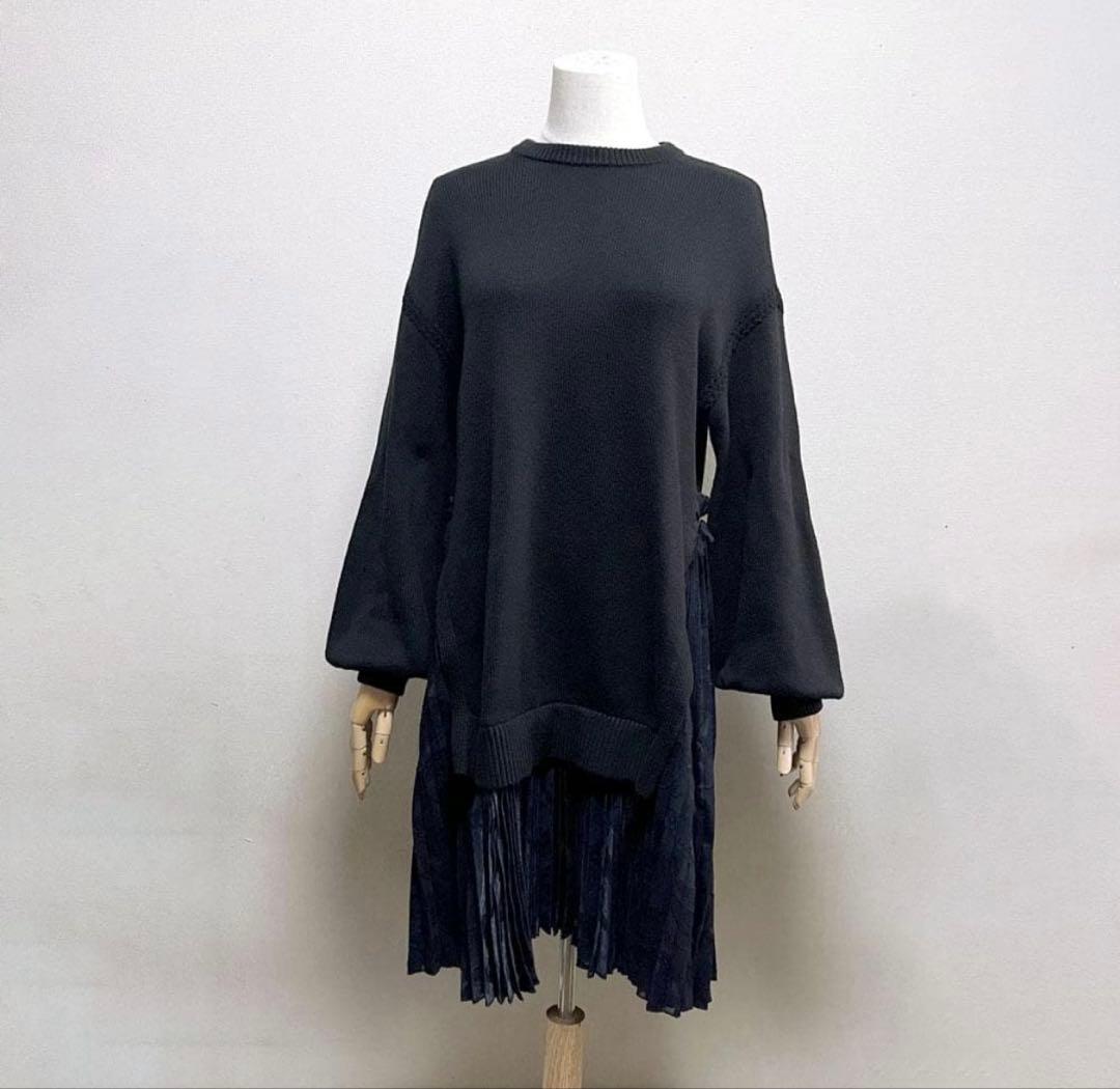 ADEAM FOXEY ニット dress プリーツ ワンピース ペイズリー 黒