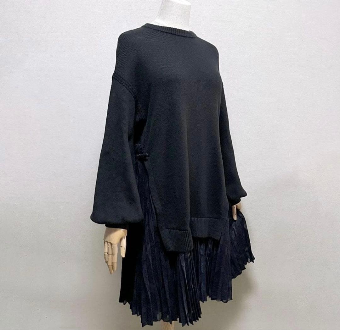 ADEAM FOXEY ニット dress プリーツ ワンピース ペイズリー 黒