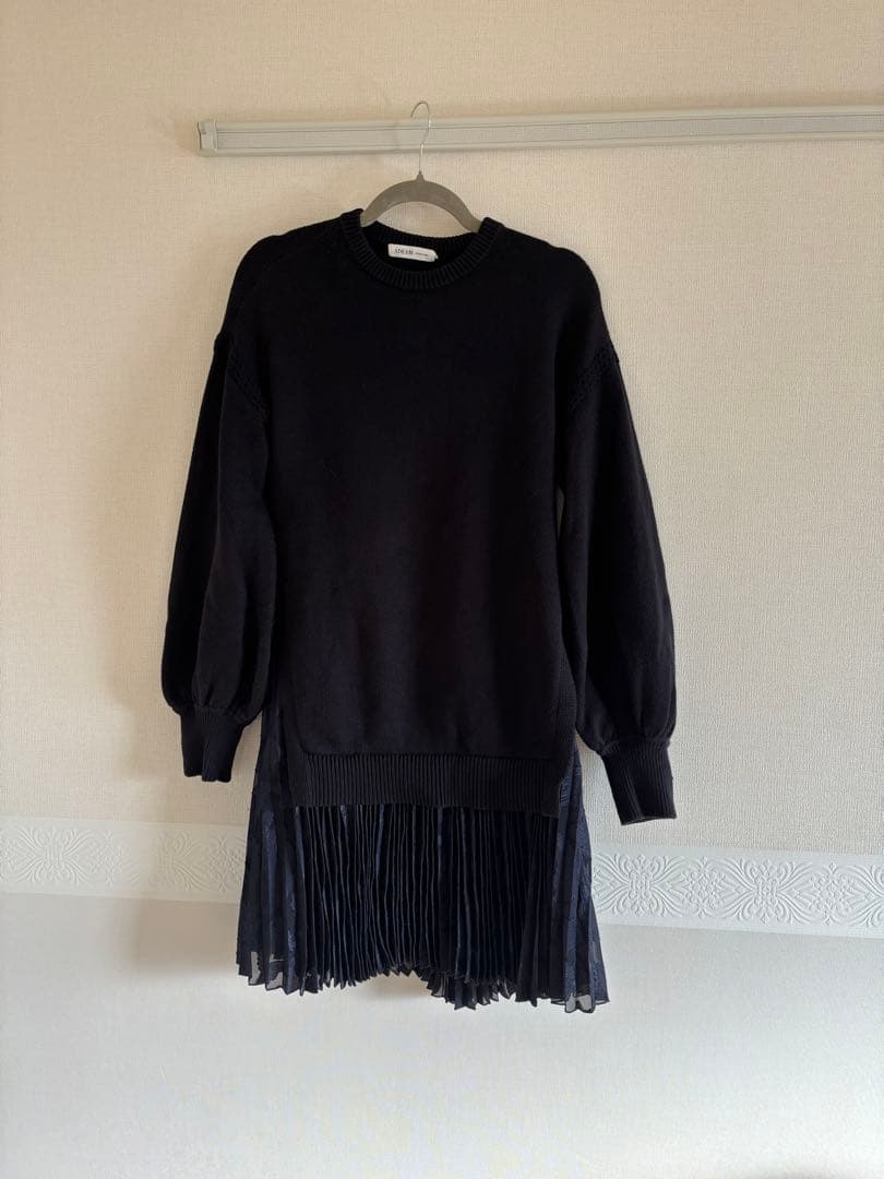 ADEAM FOXEY ニット dress プリーツ ワンピース ペイズリー 黒