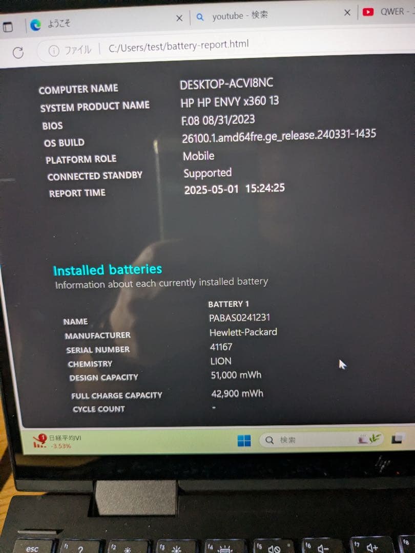 Windowsノート本体 HP ENVY x360 13-ay1052AU Ryzen 7 5800U