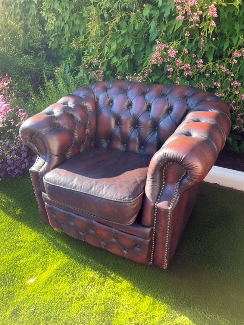 本革 チェスターフィールドソファ 一人掛け