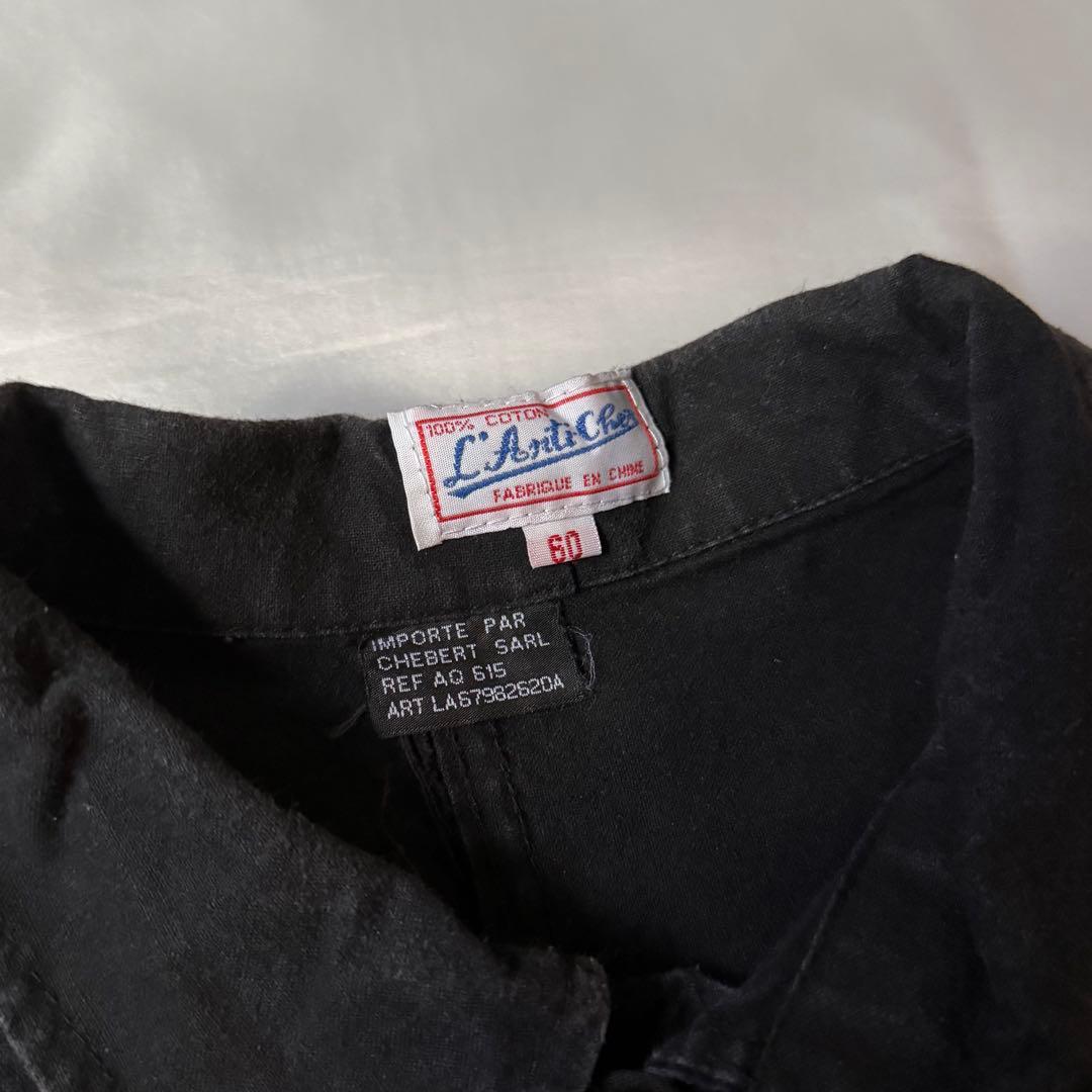 70s vintage ユーロ フレンチチャイナ ワークジャケット ブラック