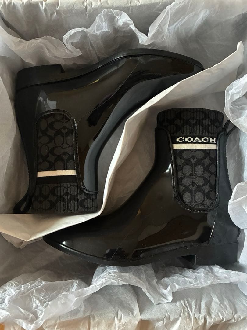 雛イチゴ様　COACH レインシューズ　黒　サイズ7