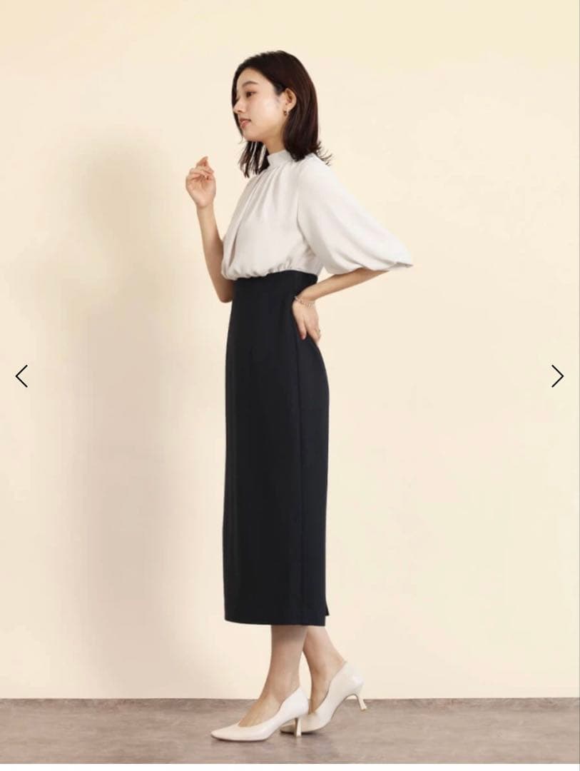 今期新品　FENNEL バックリボンバイカラードッキングワンピース　フォーマル