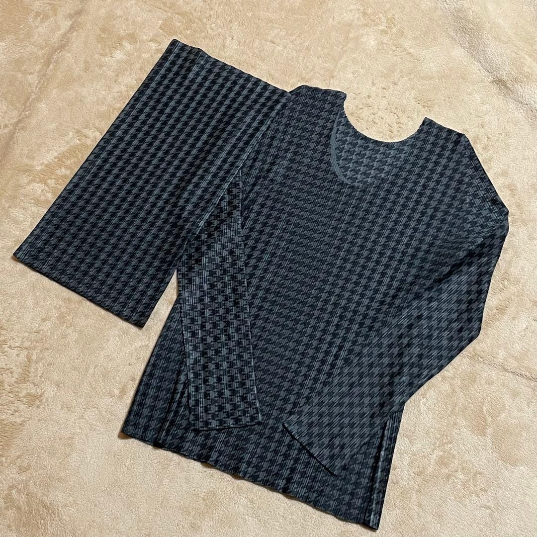 PLEATS PLEASE 長袖 トップス ネックウォーマー　セット　千鳥格子