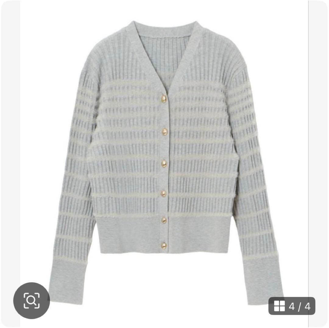 ANAYI フェザーボーダーカーディガン 36