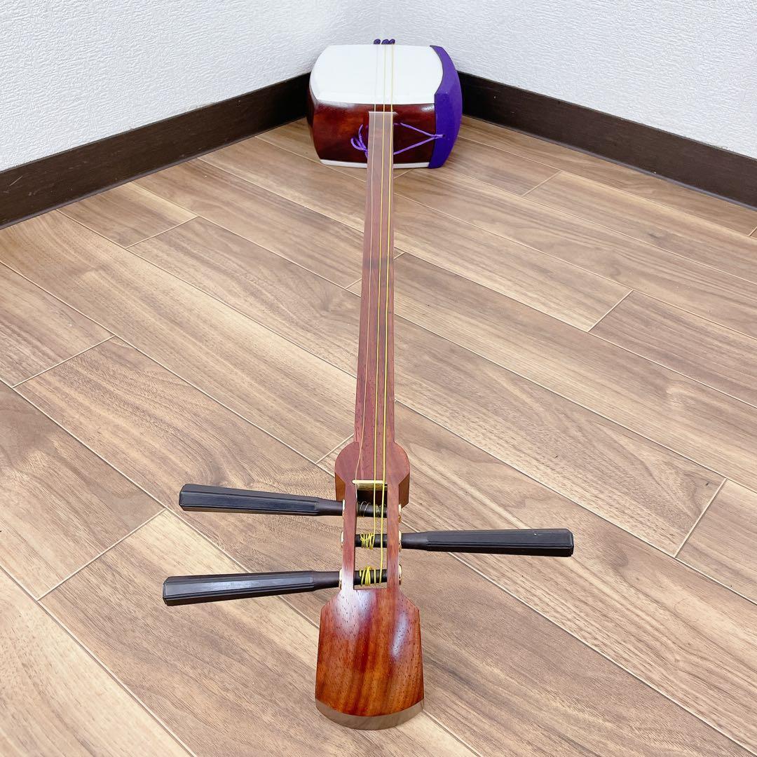 三味線 細棹 延棹 人工皮 丸打胴 和楽器　鳩胸