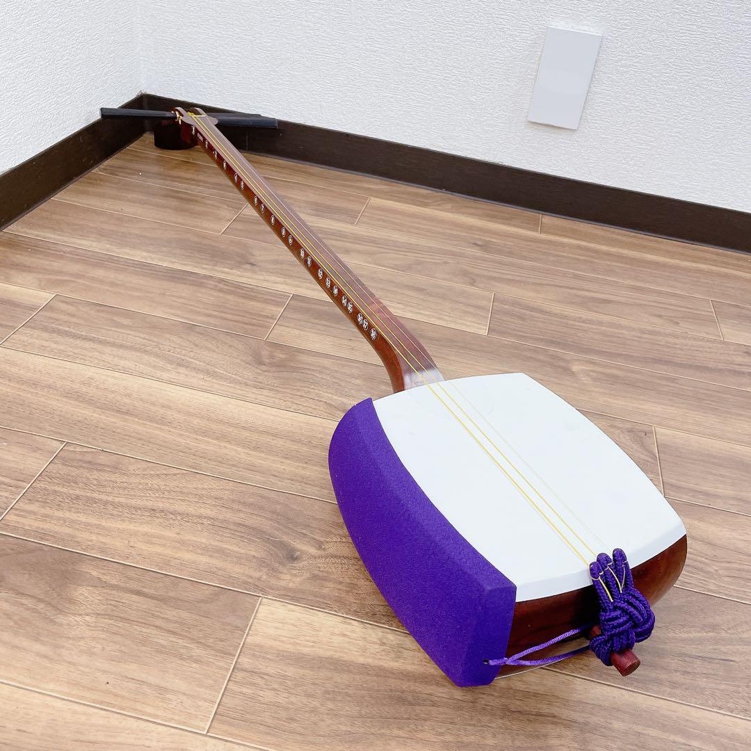 三味線 細棹 延棹 人工皮 丸打胴 和楽器　鳩胸