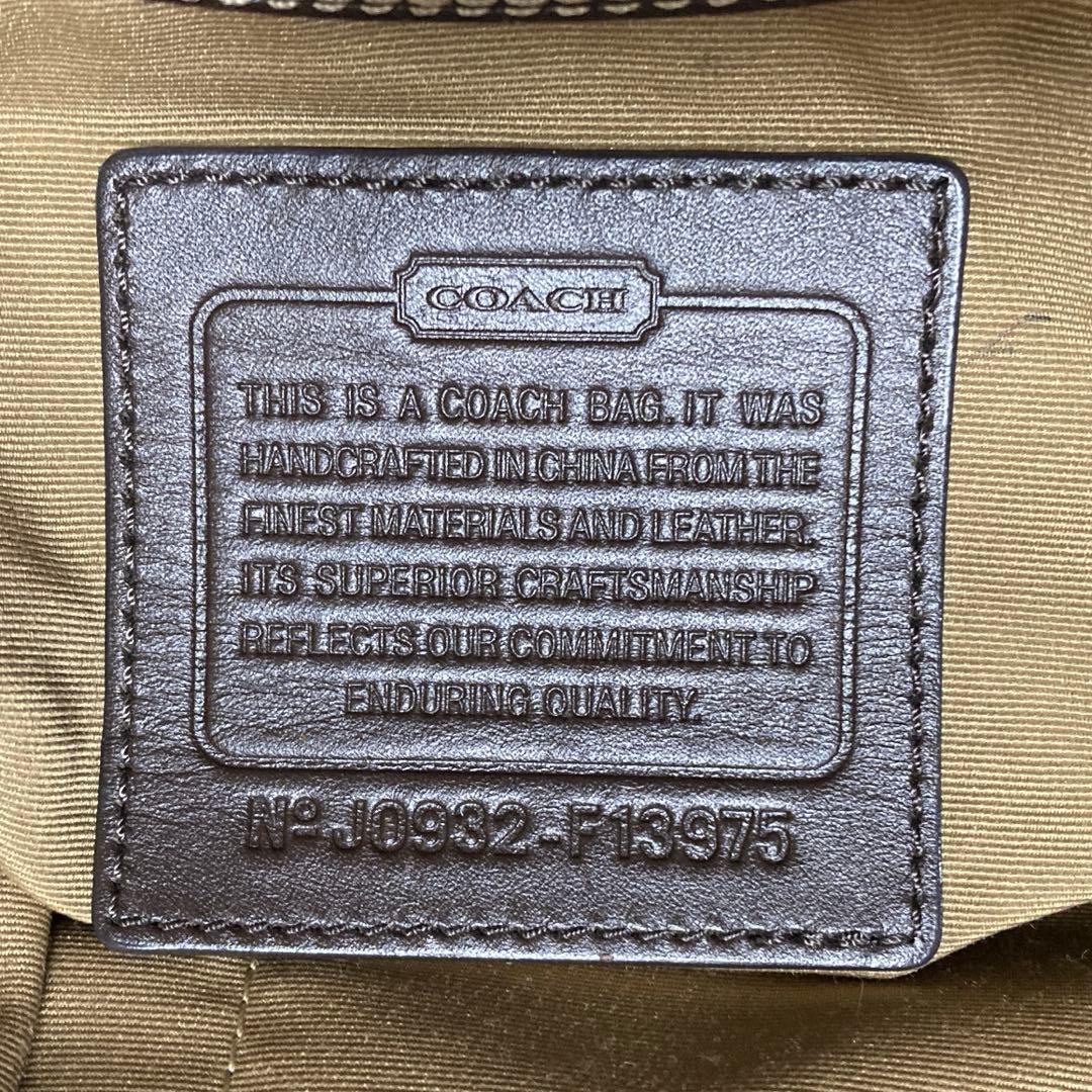 COACHシグネチャー ハンドバッグ.，ターンロック★13975 ブラウン