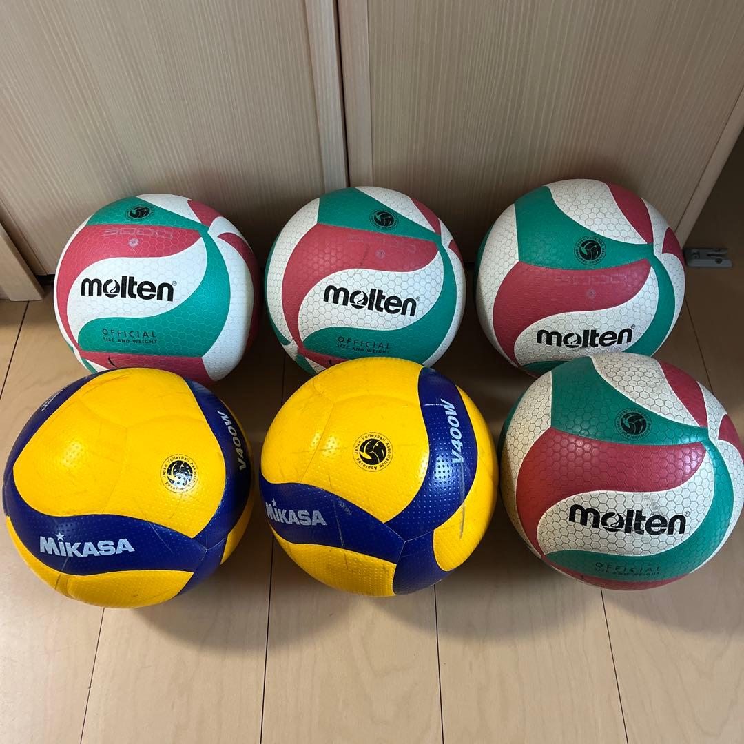 Mikasa 2個Molten 4個 バレーボールまとめ売り 公認球 4 号球