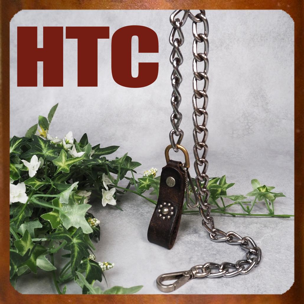 HTC フラワースタッズ ウォレットチェーン 茶芯 ヴィンテージ レザー 本革