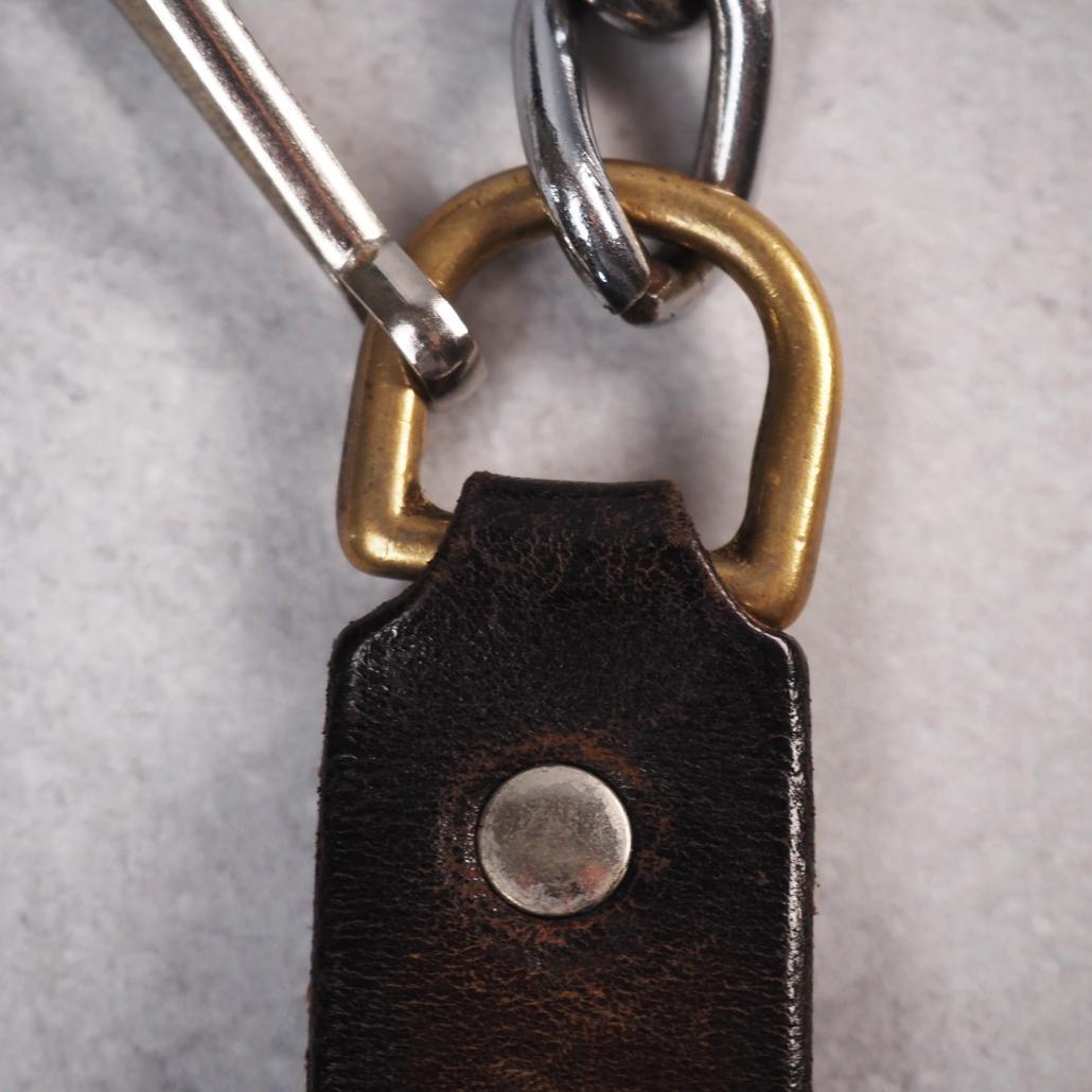 HTC フラワースタッズ ウォレットチェーン 茶芯 ヴィンテージ レザー 本革